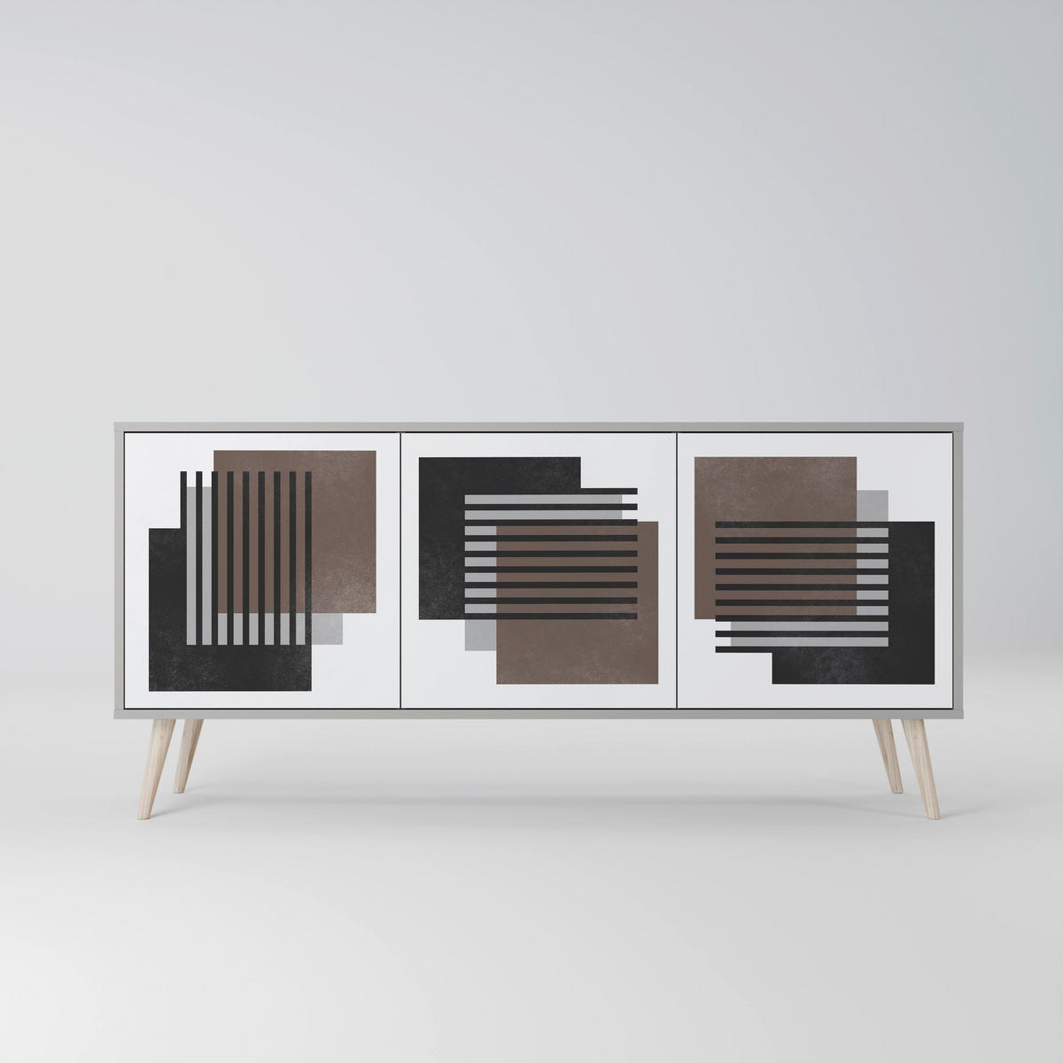 SIDEBOARD SHADOW SYNCHRONY, Eicheneffekt, 164,5x42x77,5 cm, 3 Türen - Eichefarben/Buchefarben, Holzwerkstoff/Buchenholz (164.5/77.5/42cm) - SpaceRebels