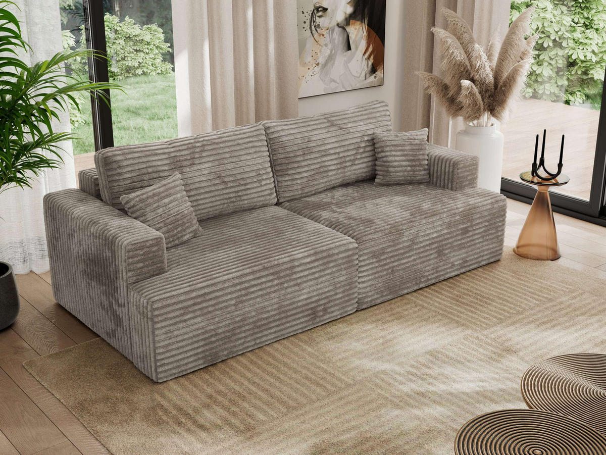 4-SITZER SOFA VIRELLA Grau Cord - Schwarz/Grau, Textil (240/88/115cm) - MKS