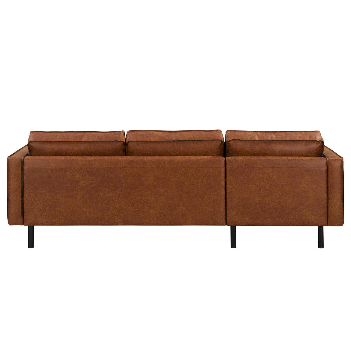 ECKSOFA mit Longchair - Cognac/Schwarz, Leder/Textil (236/164cm) - home24