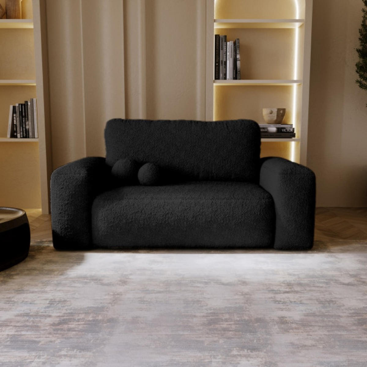 SITZSOFA Schwarz ILO Mit Schlaffunktion Und Bettkasten - Schwarz, Textil (190/94/110cm) - Sepro Meble