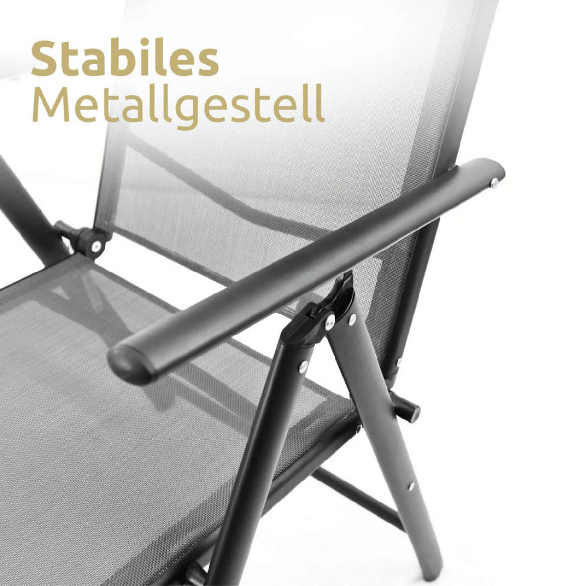 GARTENSTUHL Hochlehner Verstellbar 2er Set VOGT Anthrazit - Anthrazit, Metall (54/106/65cm) - DELUKE