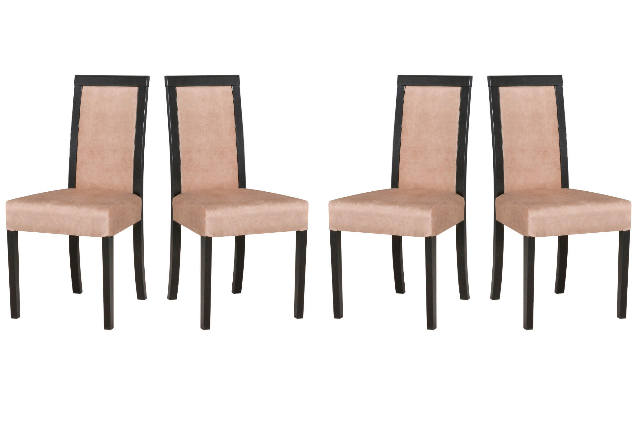 ESSZIMMERSTUHL - Set 4x Roma 3, schwarz, zetta 292  - Beige/Schwarz, Holz (45/93/41cm) - Leaf Design