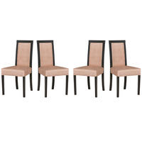 ESSZIMMERSTUHL - Set 4x Roma 3, schwarz, zetta 292  - Beige/Schwarz, Holz (45/93/41cm) - Leaf Design