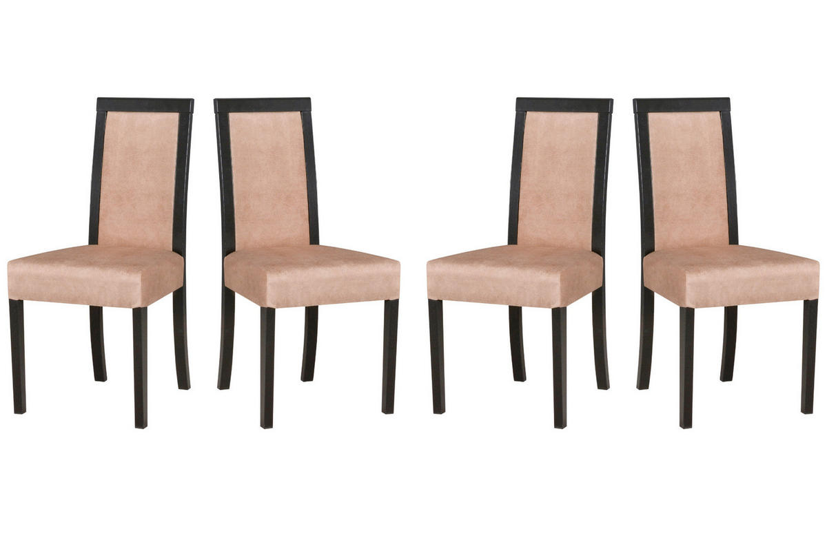 ESSZIMMERSTUHL - Set 4x Roma 3, schwarz, zetta 292  - Beige/Schwarz, Holz (45/93/41cm) - Leaf Design