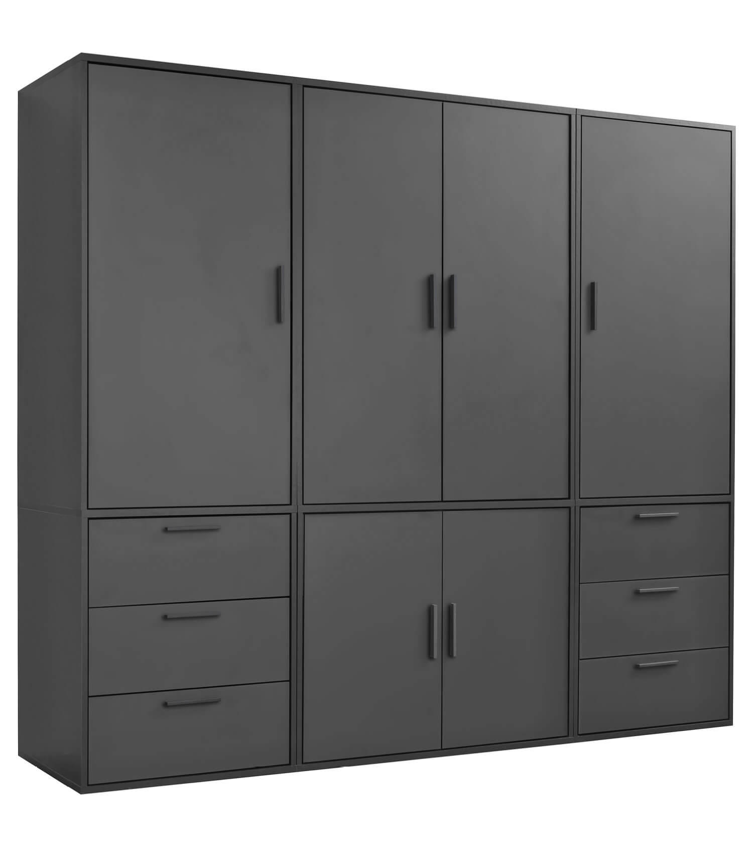 KLEIDERSCHRANK Der Grenzenlose - Anthrazit, Holzwerkstoff (210/187/58cm) - Mokebo