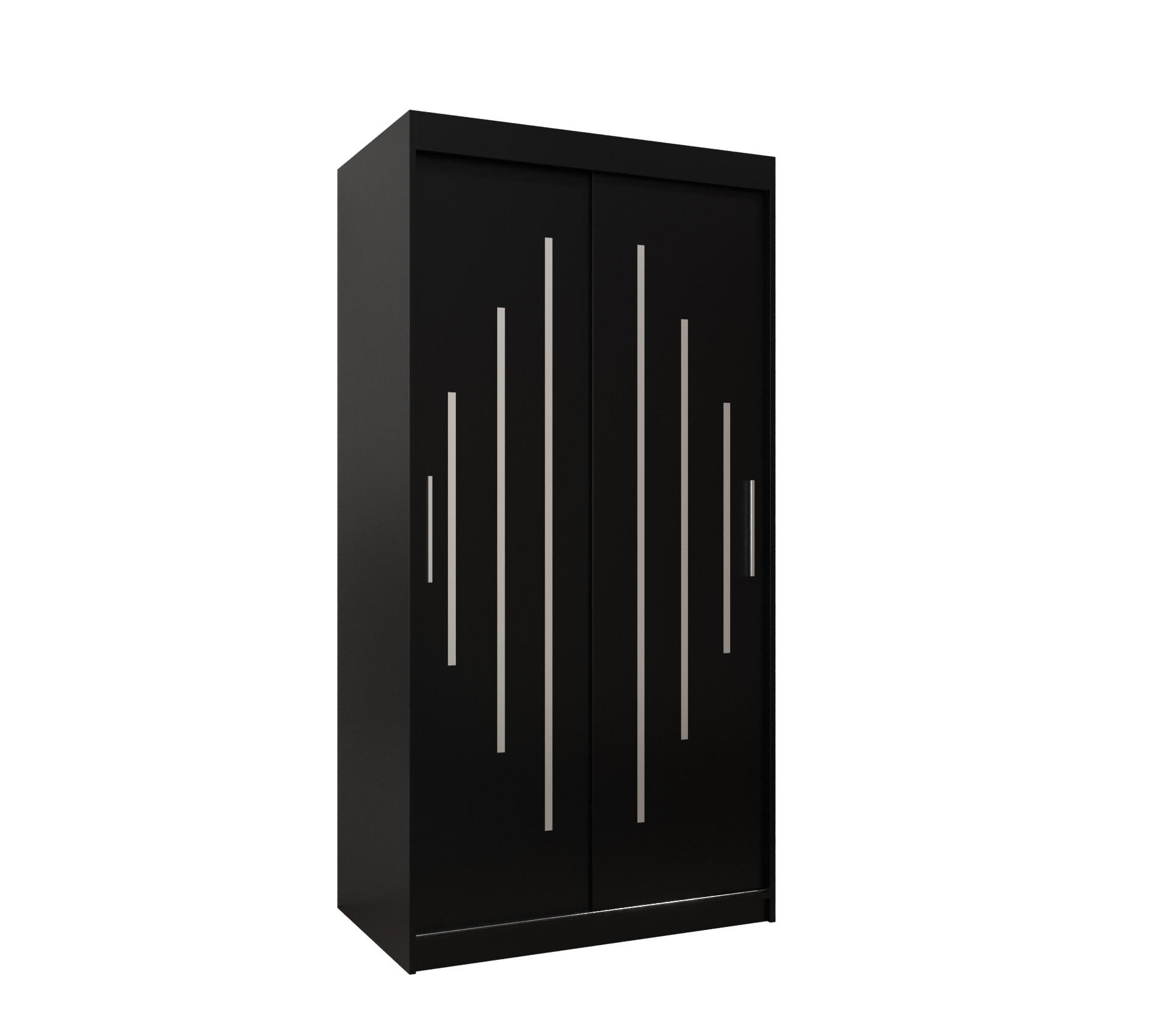 SCHWEBETÜRENSCHRANK 200/100/62 2-türig - Silberfarben/Schwarz, Holz/Kunststoff (100/200/62cm) - Abiks Möbel
