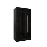 SCHWEBETÜRENSCHRANK 200/100/62 2-türig - Silberfarben/Schwarz, Holz/Kunststoff (100/200/62cm) - Abiks Möbel