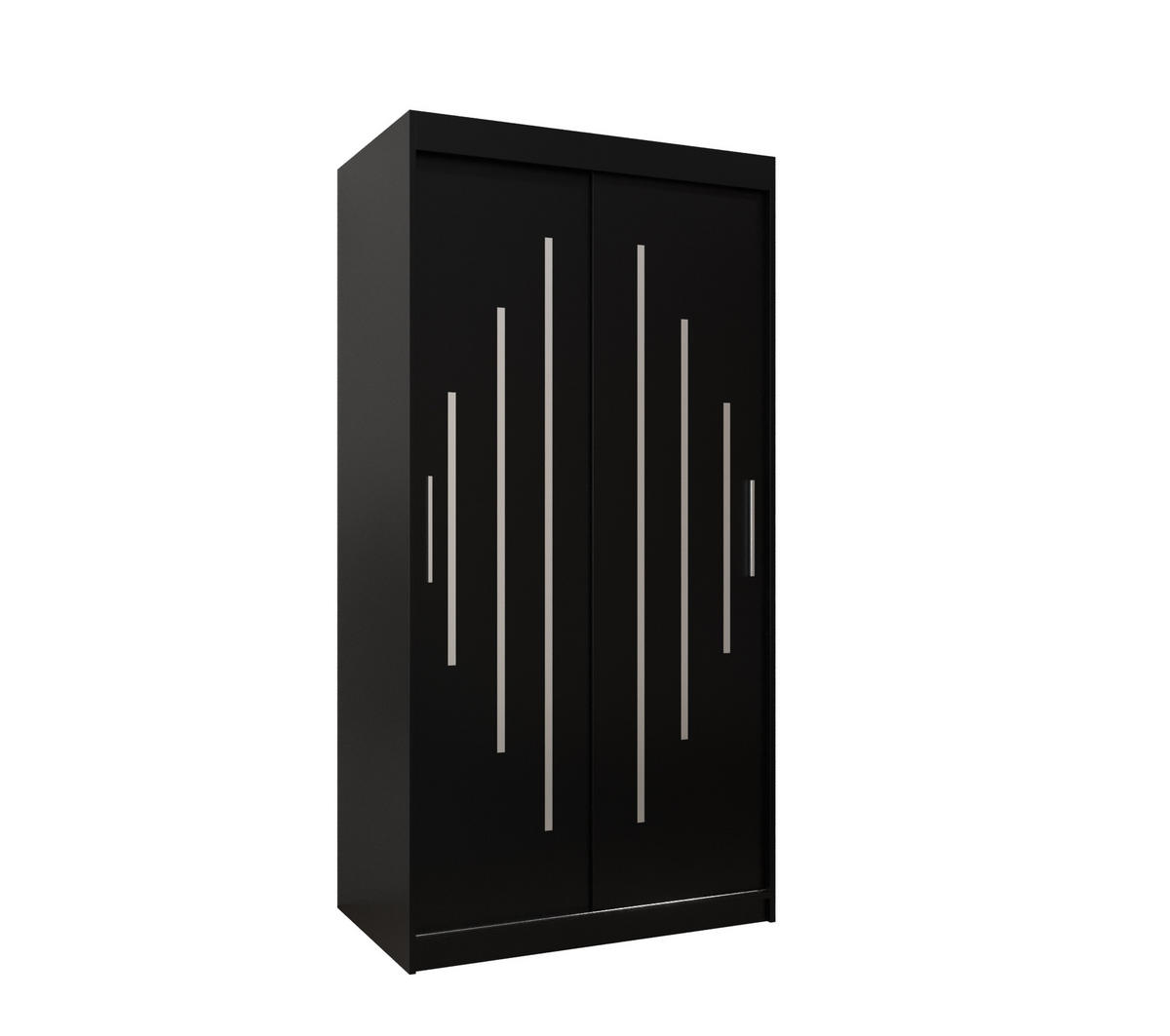 SCHWEBETÜRENSCHRANK 200/100/62 2-türig - Silberfarben/Schwarz, Holz/Kunststoff (100/200/62cm) - Abiks Möbel