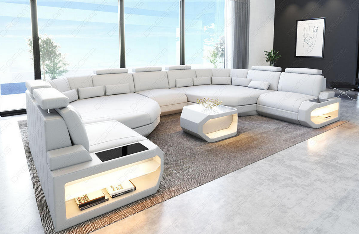 WOHNLANDSCHAFT Asti XXL - Weiß, Leder (435/93/280cm) - Sofa Dreams