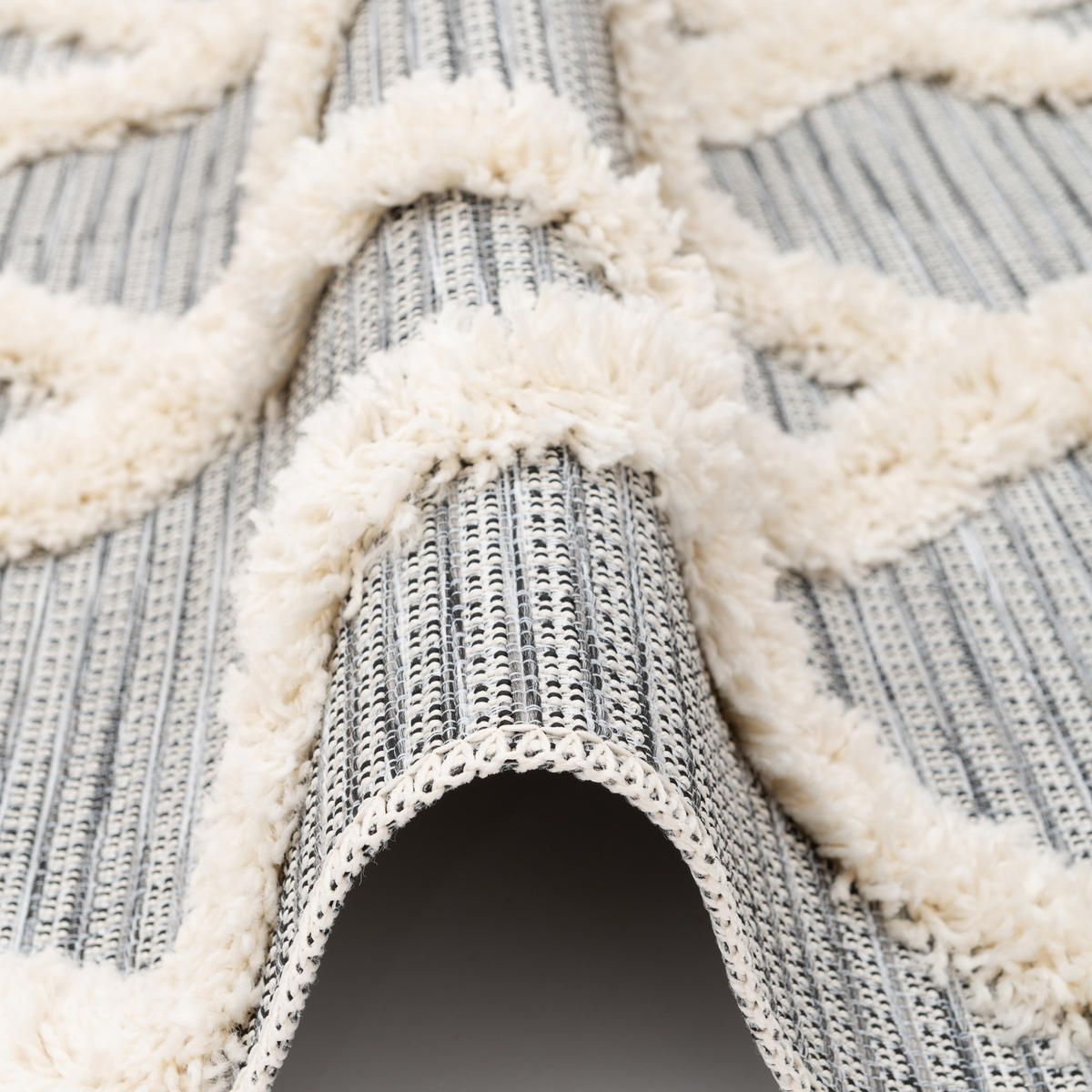 IN & OUTDOOR TEPPICH SHAGGY JUIST RAUTEN - Grau, Textil (120/170cm) - Pergamon