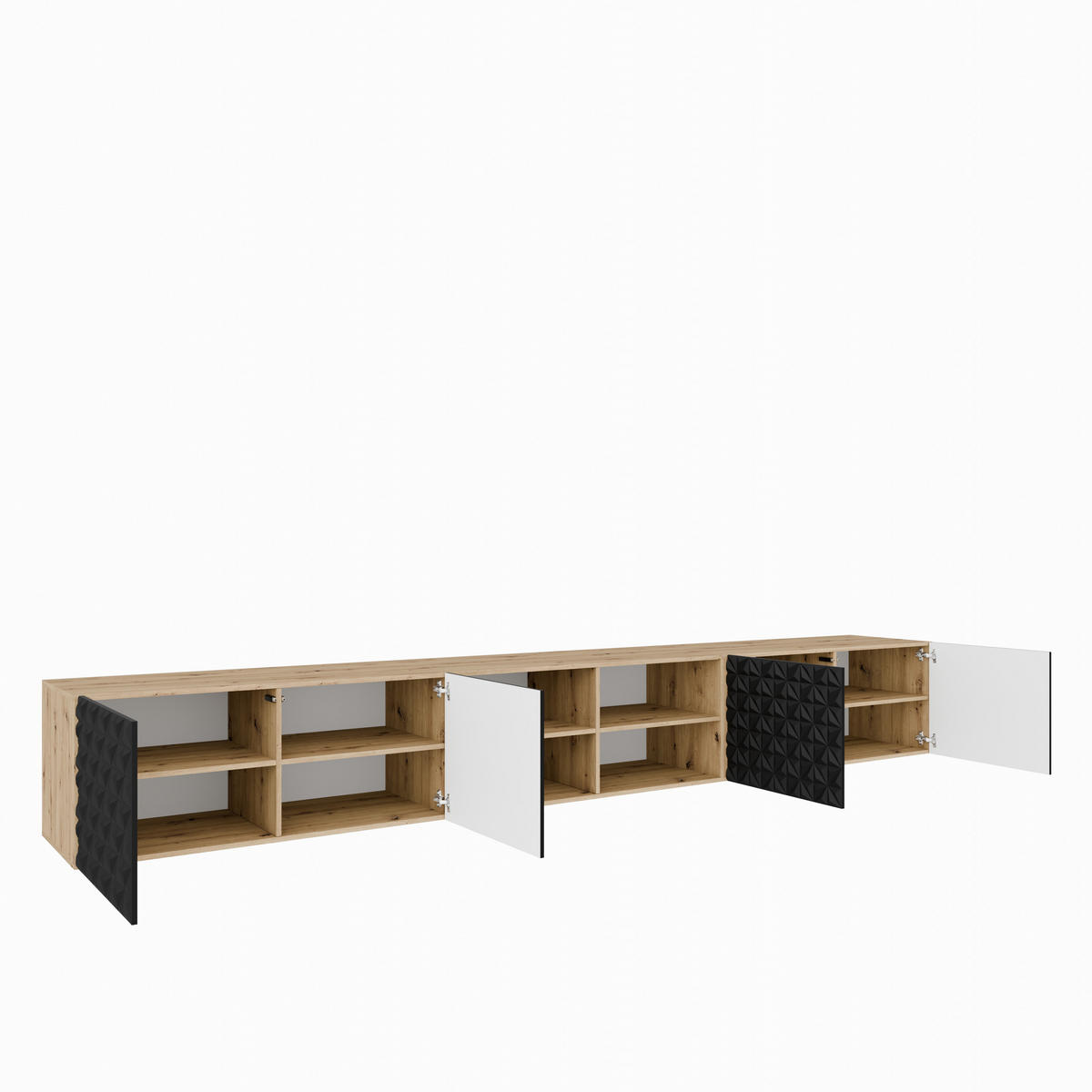 TV-SCHRANK Cali IV 300 cm, viertürig, artisan, schwarz - Schwarz/Eiche Artisan, Kunststoff (300/41/40cm) - Margaret Hadas24