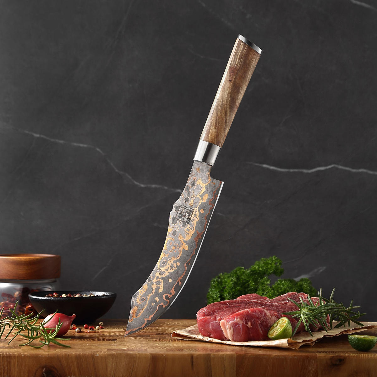 BLOCKMESSER 19 cm - Ahornfarben, Holz/Metall (33cm) - Zayiko