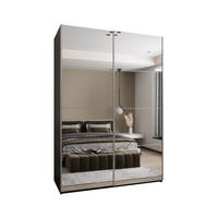 SCHWEBETÜRENSCHRANK 245,5/180/64 2-türig - Silberfarben/Schwarz, Holz/Metall (180/245/64cm) - Abiks Möbel