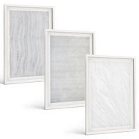 BILDER SET 3er Set - 40x60 cm Weißer Rahmen - Helle Sandmusterstrukturen - Weiß, Kunststoff (40/60cm) - TULUP