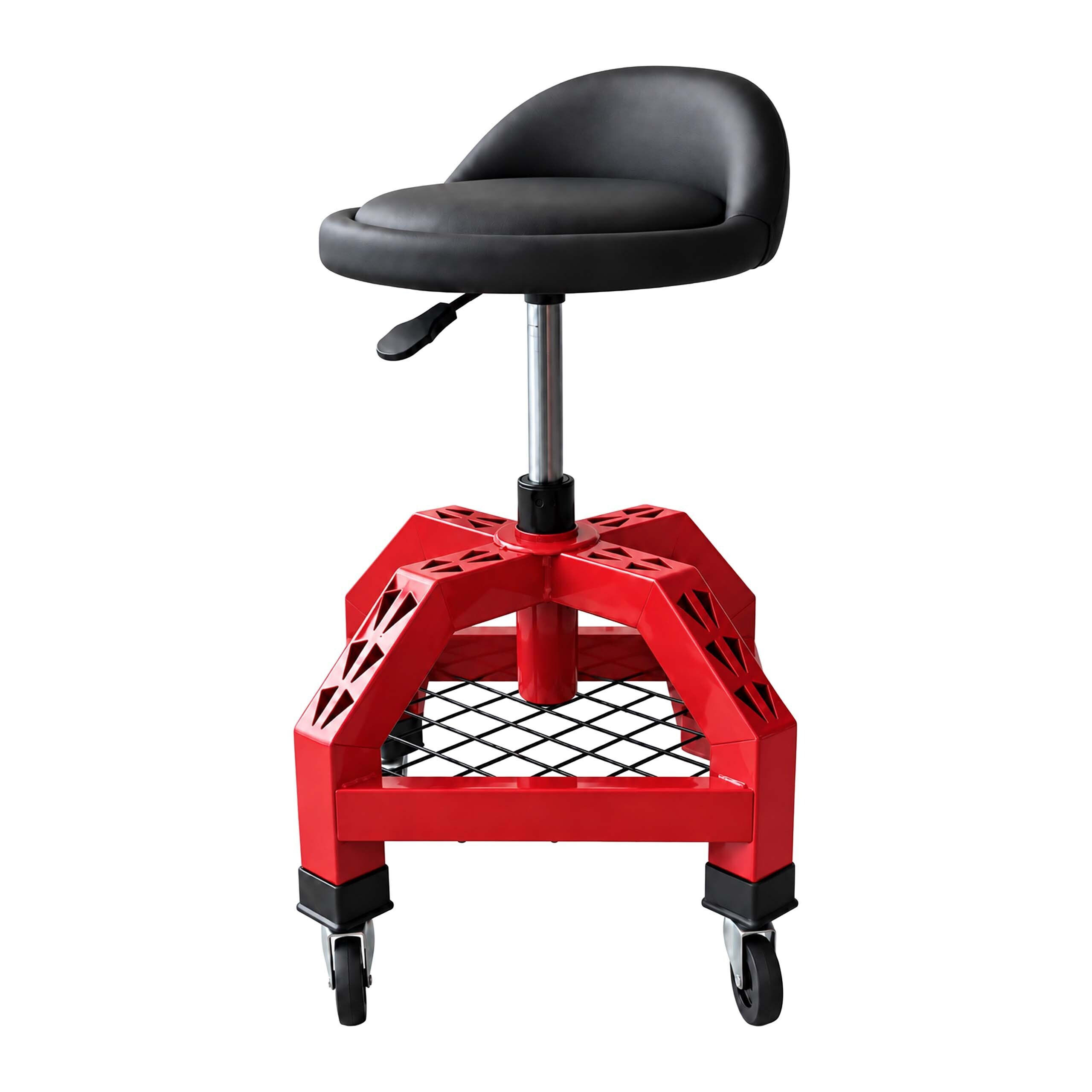 WERKSTATTHOCKER Rot höhenverstellbar Rollen - Rot, Textil/Metall (40/50/40cm) - Relaxdays