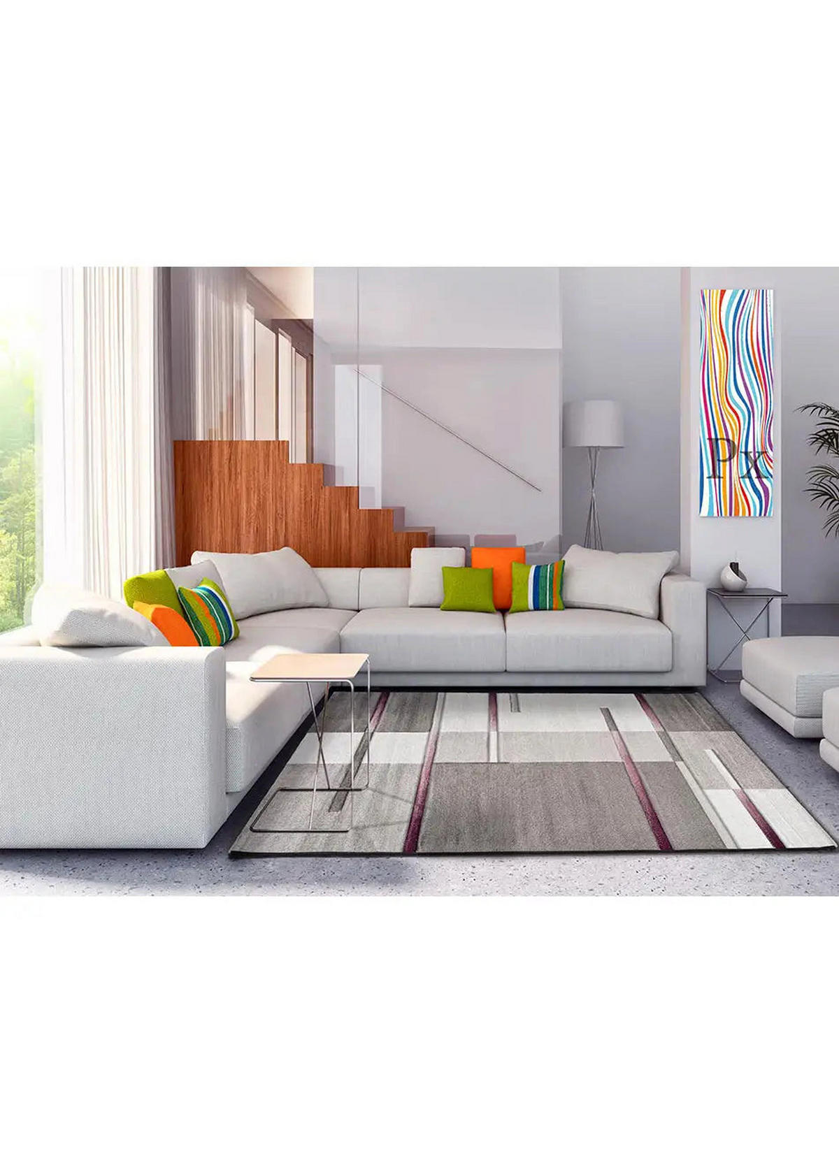 WEBTEPPICH Flieder / Grau Detroit 160/230 cm - Flieder/Grau, Naturmaterialien/Textil (160/230cm) - Atticgo