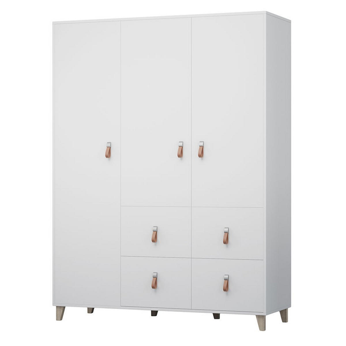 JUGENDZIMMER Svala 4 teilig in Weiß, Skandinavischer Stil, großer Kleiderschrank, Schreibtisch, Kommode 02, Jugendbett - Weiß, Holzwerkstoff (80/200/120cm)