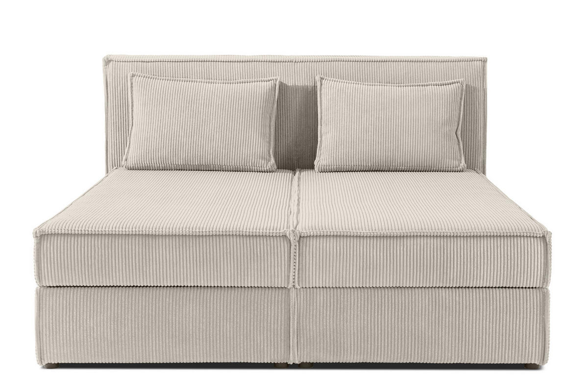 BOXSPRINGBETT ROTI mit Stauraum, cremefarben - Creme/Schwarz, Holz/Holzwerkstoff (160/200cm) - KONSIMO®