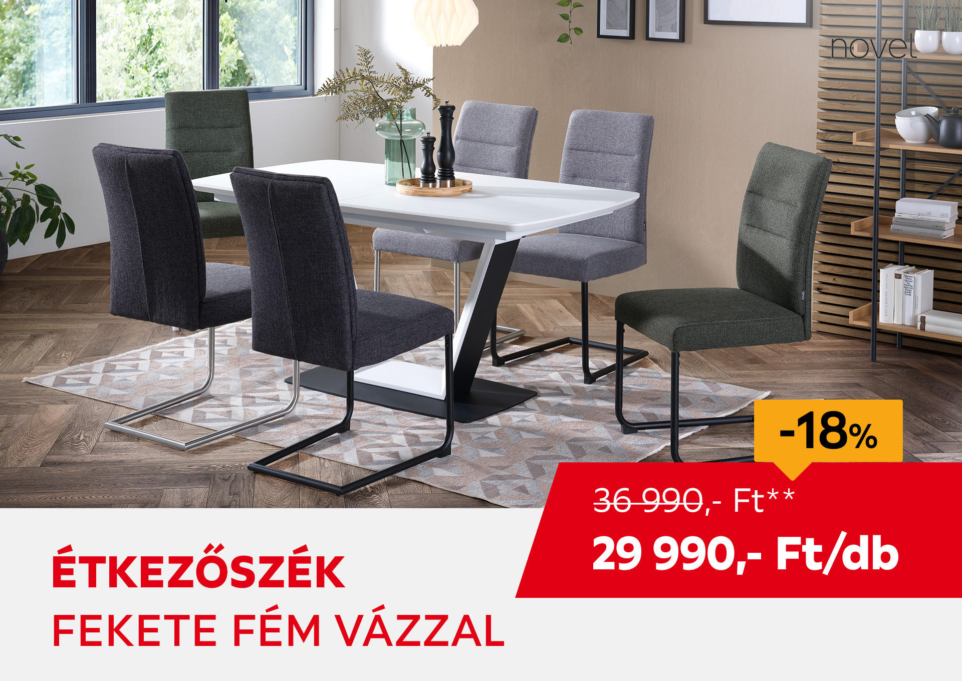 ÉTKEZŐSZÉK (fekete fém vázzal) Kiemelt termék 36990Ft.- helyett 29990Ft.-