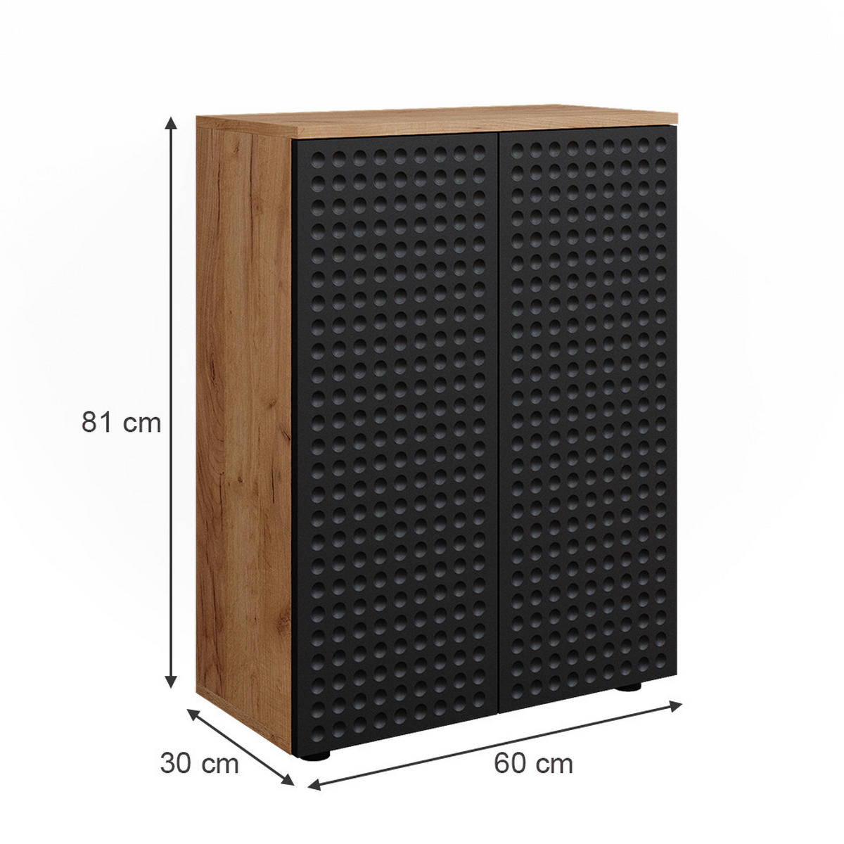 MIDISCHRANK Irma Anthrazit gepunktet 60 x 81 cm - Anthrazit, Holzwerkstoff (60/81/30cm) - Vicco