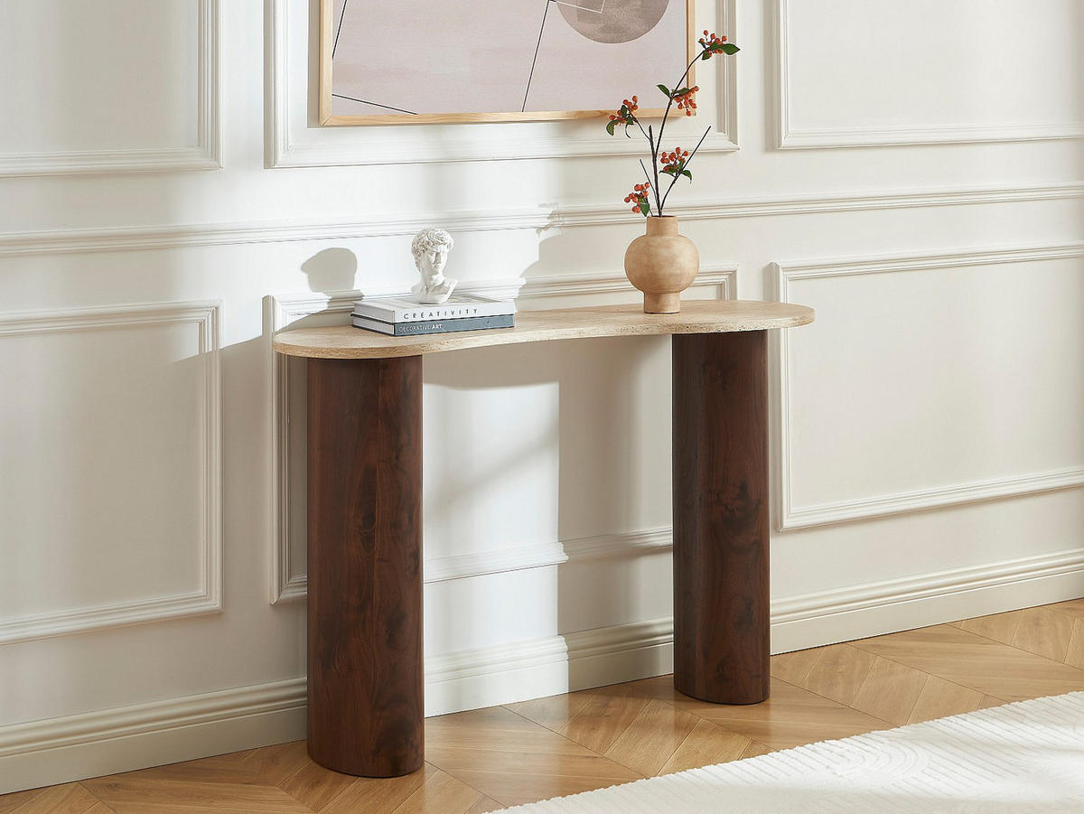KONSOLENTISCH - 120 cm x 40 cm - holz - naturfarben dunkel, beige Alozya - Beige/Naturfarben, Holz (40/120/80cm) - Vente-Unique