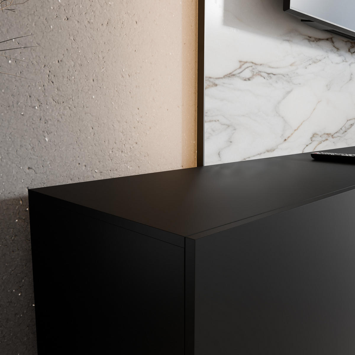 LOWBOARD MIVO 200/41/40 cm, Hängender TV-Schrank Schwarz - Schwarz, Holzwerkstoff (200/41/40cm) - MASSENO