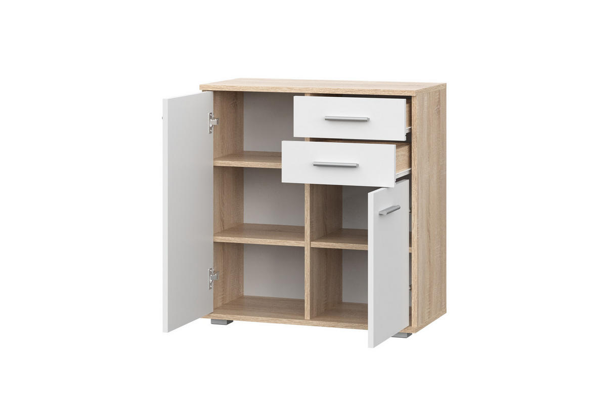 KOMMODE Sonoma Eiche, Weiß 69/74/34 - Weiß/Sonoma Eiche, Holzwerkstoff (69/74/34cm) - RAUMHIRSCH FURNITURE