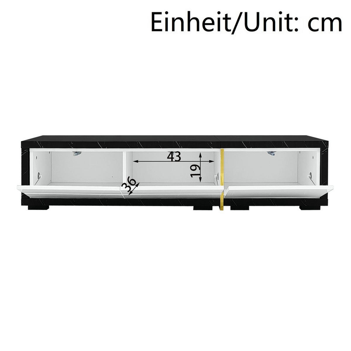 TV-SCHRANK Modern variable Länge 140-260cm drehbar Schwarz-Weiß Marmoroptik - Weiß, Holz (51.4/30.5/62.2cm) - FLIEKS