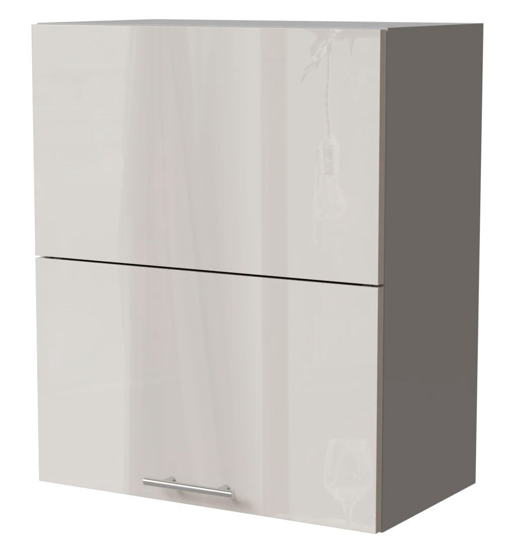 KLAPPHÄNGESCHRANK Brerra W8B/60-AV Grau / RAL 9001 creme Hochglanz 60 / 32,5 / 72cm - Creme/Grau, Holz/Holzwerkstoff (60/72/32.5cm) - Feldmann-Wohnen