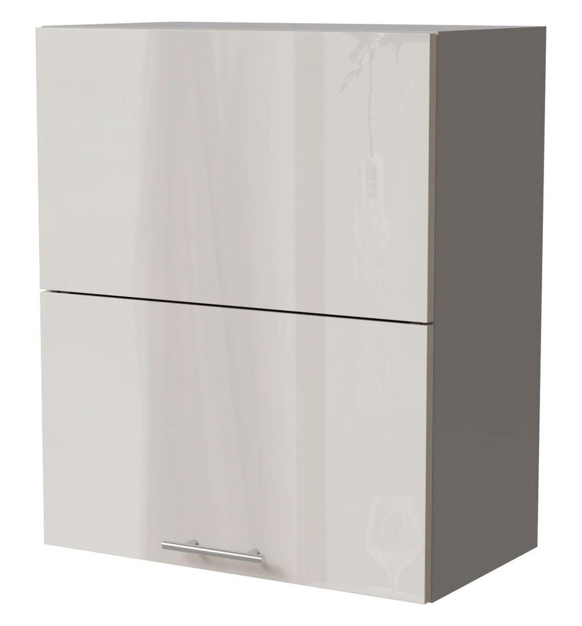 KLAPPHÄNGESCHRANK Brerra W8B/60-AV Grau / RAL 9001 creme Hochglanz 60 / 32,5 / 72cm - Creme/Grau, Holz/Holzwerkstoff (60/72/32.5cm) - Feldmann-Wohnen