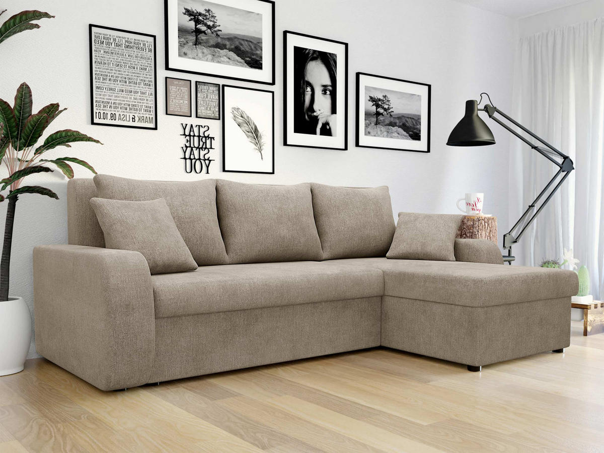 ECKSOFA Kris Lux - Taupe/Schwarz, Holz/Kunststoff (238/147cm) - MIRJAN24