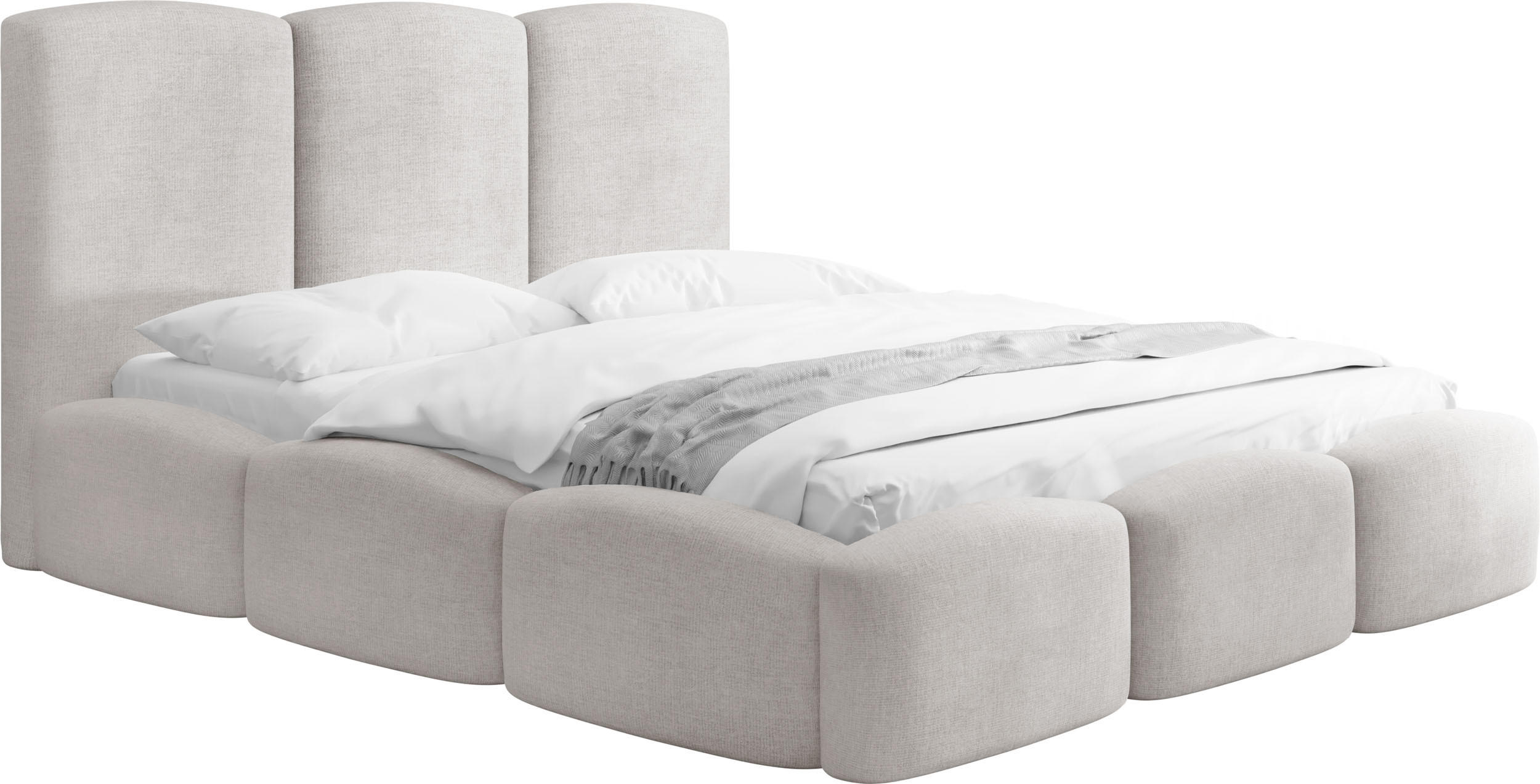 POLSTERBETT Harmony mit Bettkasten & Lattenrost in Hellgrau Chenille 180 x 200 cm - Birkefarben/Hellgrau, Holzwerkstoff/Kunststoff (180/200cm) - WFL GROUP