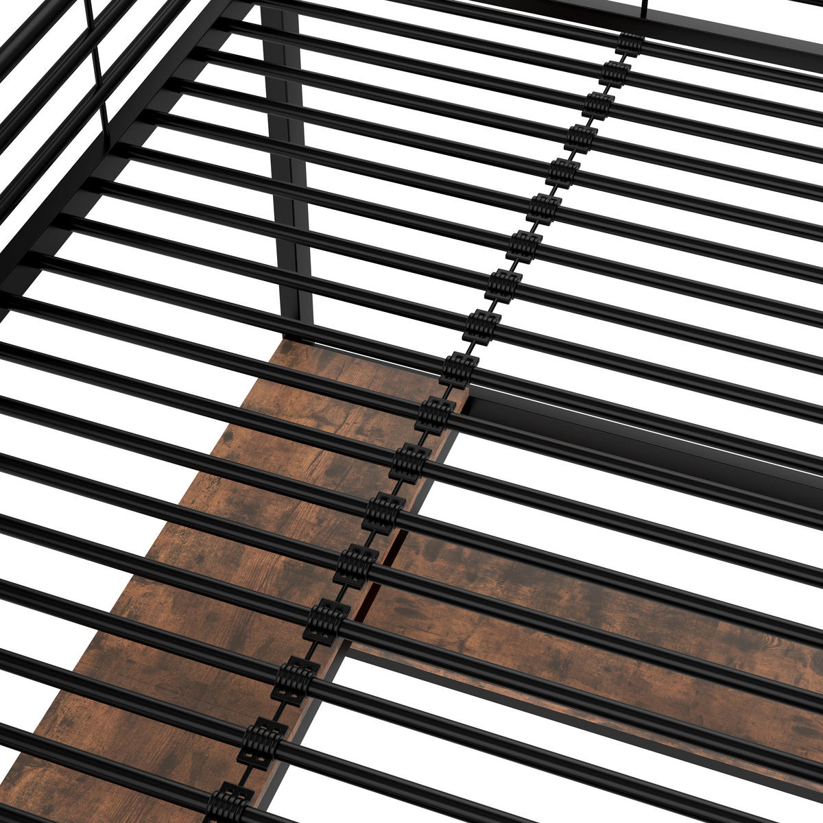 HOCHBETT 90x200cm Schwarz Metall Schreibtisch LED-Licht USB-C - Schwarz, Metall (90/200cm) - FLIEKS