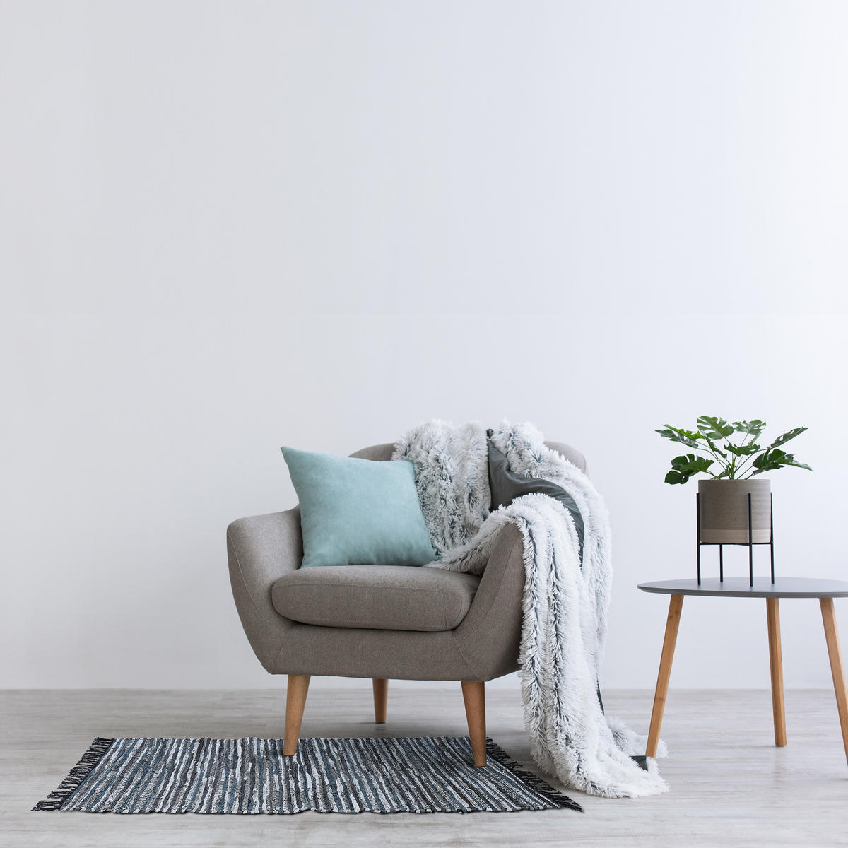 FLICKENTEPPICH - Blau, Leder/Textil (140/70cm) - Relaxdays