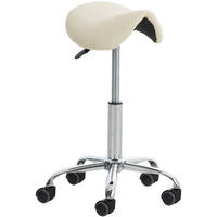 HOCKER Lederlook creme - Chromfarben/Creme, Textil/Metall (46/53/46cm) - CLP