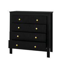 KOMMODE 79/39,5/80,5 cm mit 5 Schubladen und goldfarbenen Griffen - Schwarz, Holzwerkstoff (79/80.05/39.5cm) - BEAOK