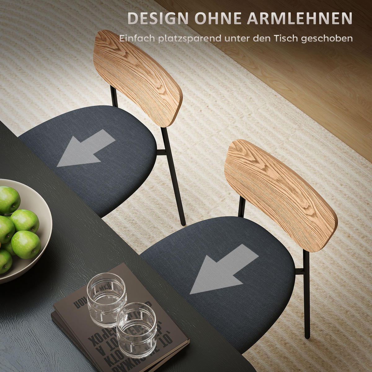 ESSZIMMERSTÜHLE 2er-Set 49L x 45B x 76H cm Grau - Grau, Kunststoff (45/76/49cm) - HOMCOM