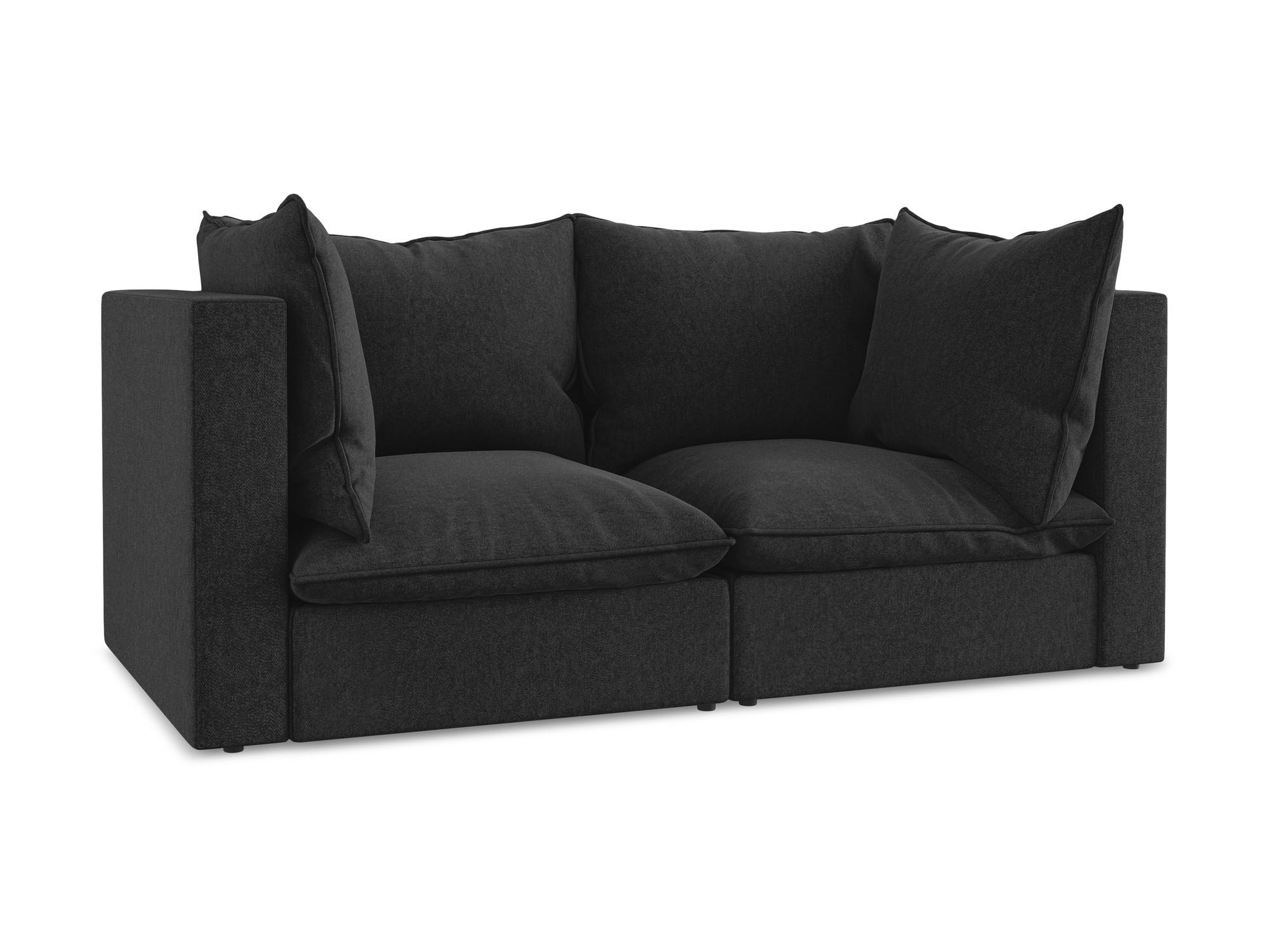 2-SITZER SOFA Samt Stoff Schwarz - Schwarz, Holzwerkstoff/Kunststoff (180/77/90cm) - Makamii