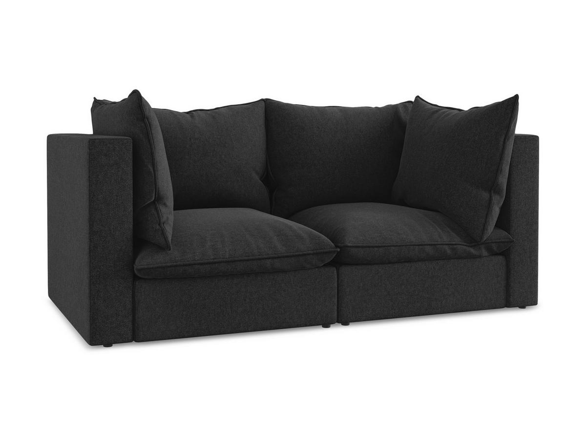 2-SITZER SOFA Samt Stoff Schwarz - Schwarz, Holzwerkstoff/Kunststoff (180/77/90cm) - Makamii