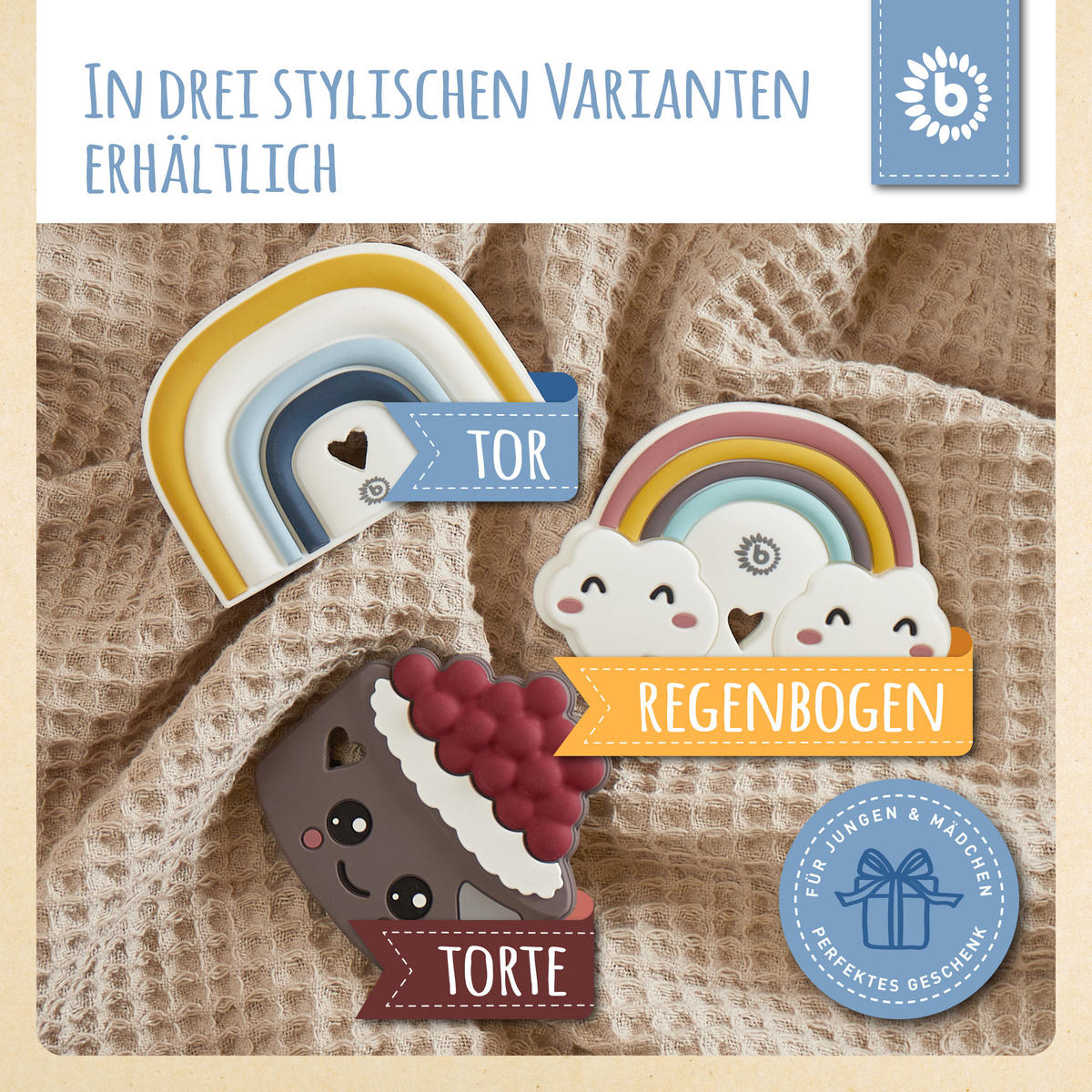 BEISSRING Silikon Tor - ab Geburt - Multicolor, Kunststoff (7/10cm) - Bieco Spielwaren