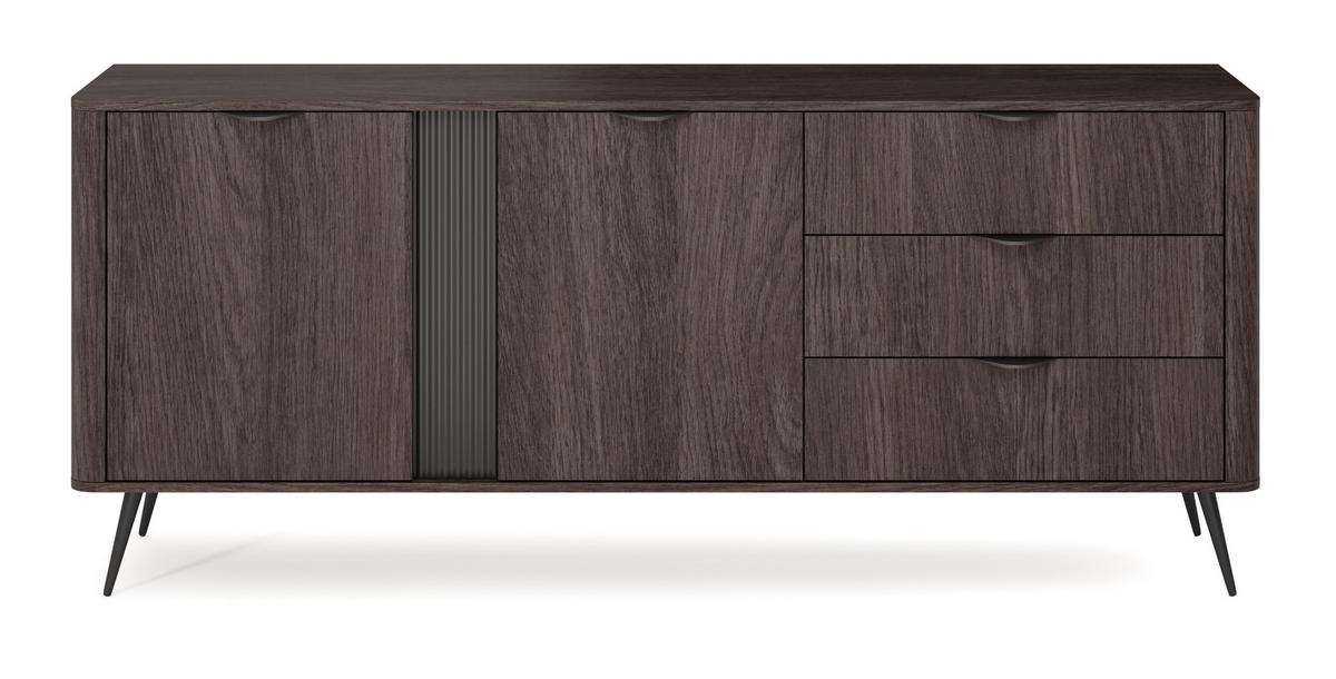 KOMMODE Breite 195 cm Estera, 3 Schubladen, 2 Türen, Eiche Dunin - Eichefarben, Holz (195/81/38cm) - Emporius