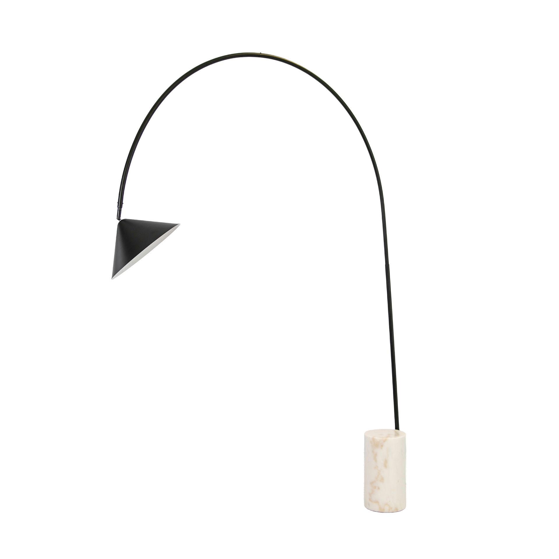 STELEUCHTE aus schwarzem Stahl mit Basis aus Porzellanmarmor 170/32/210 cm - Schwarz, Metall (32/170/210cm) - The Lumine