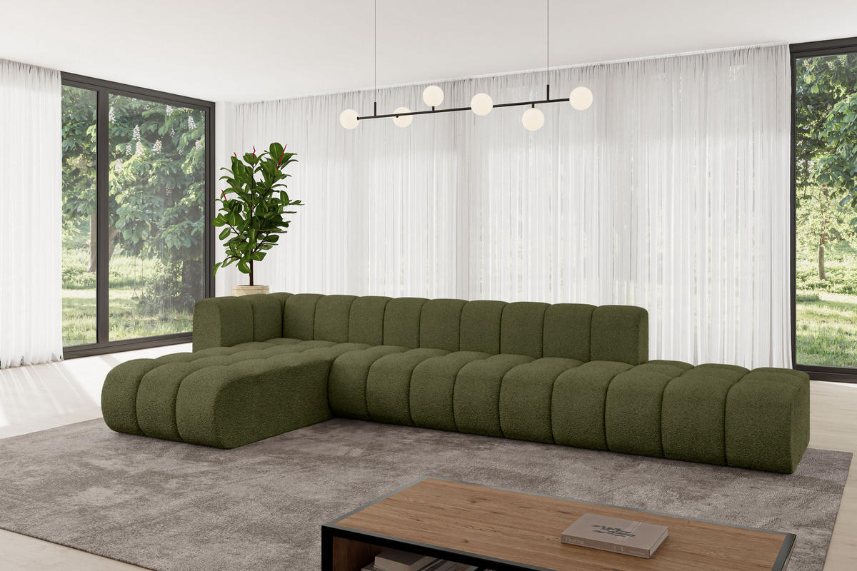 ECKSOFA modulares Sofa Zuvon-L2 - 387x177x70 cm Grün - Grün, Holzwerkstoff/Textil (387/177cm) - ALTDECOR
