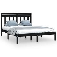 BETT Nehrenberg 145.5/195.5 cm - Schwarz, Holz (140/190cm) - Nettlife