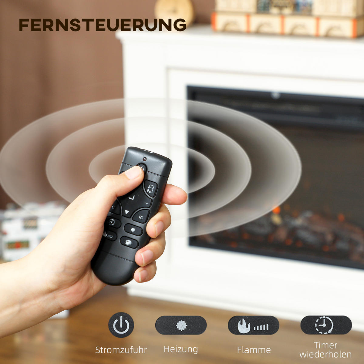 ELEKTROKAMIN MDF Stahl Weiß - Weiß, Holzwerkstoff (25/80/98cm) - HOMCOM