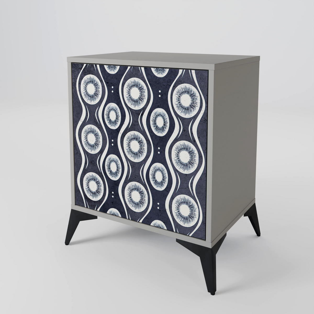 SIDEBOARD GRAPHITE EYES, Grau, 57,5x42x67,5 cm, Schwarze Metall-Rahmenfüße - Multicolor/Schwarz, Holzwerkstoff/Metall (57.5/67.5/42cm) - SpaceRebels