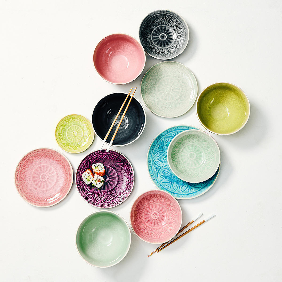 DIPSCHALEN 6er-Set Sumatra 200 ml - Grün, Keramik (14/14/4cm) - Butlers