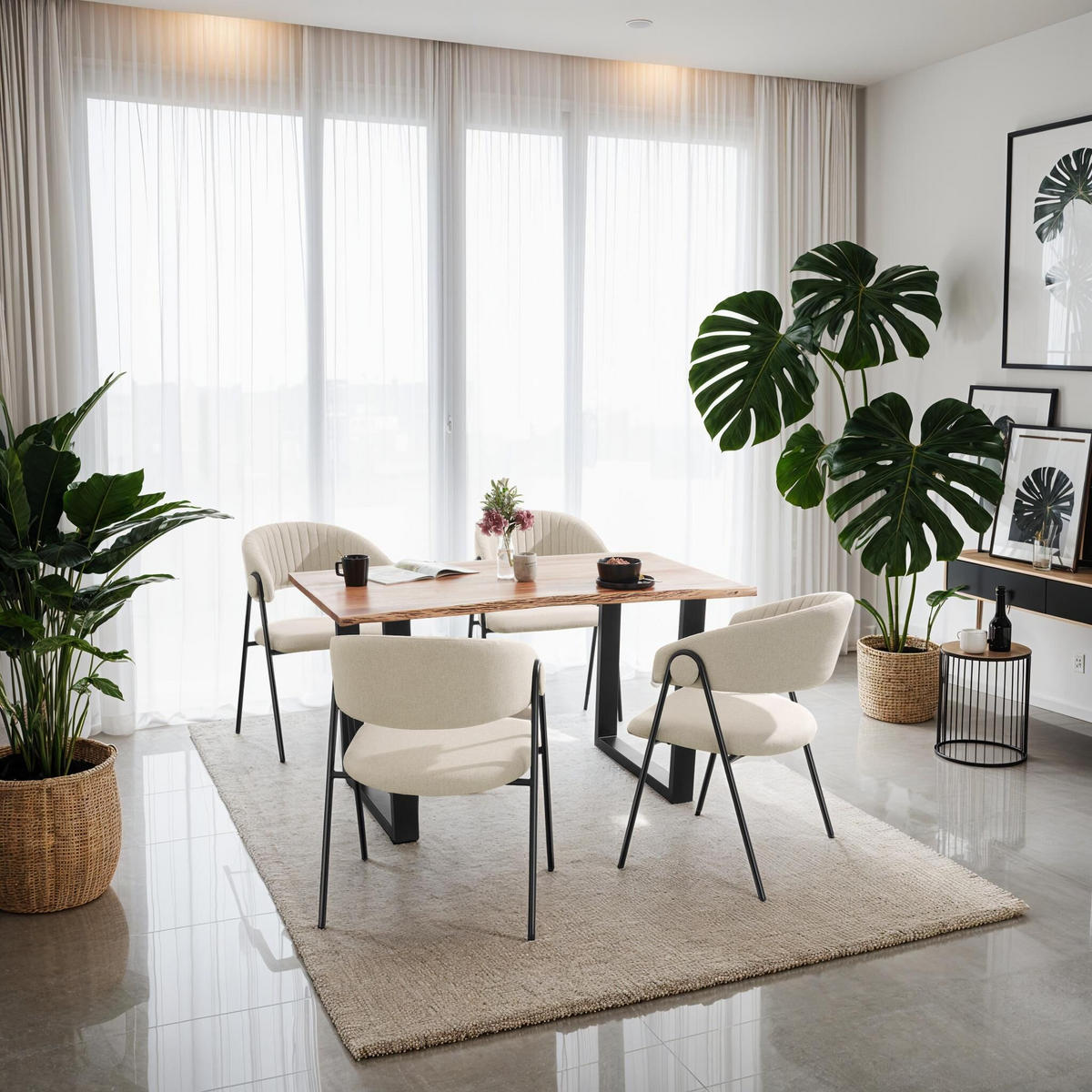 ARMLEHNSTUHL 4er Set Bedano 60 x 58 x 85 cm greige - Greige, Kunststoff (60/85/58cm) - tectake