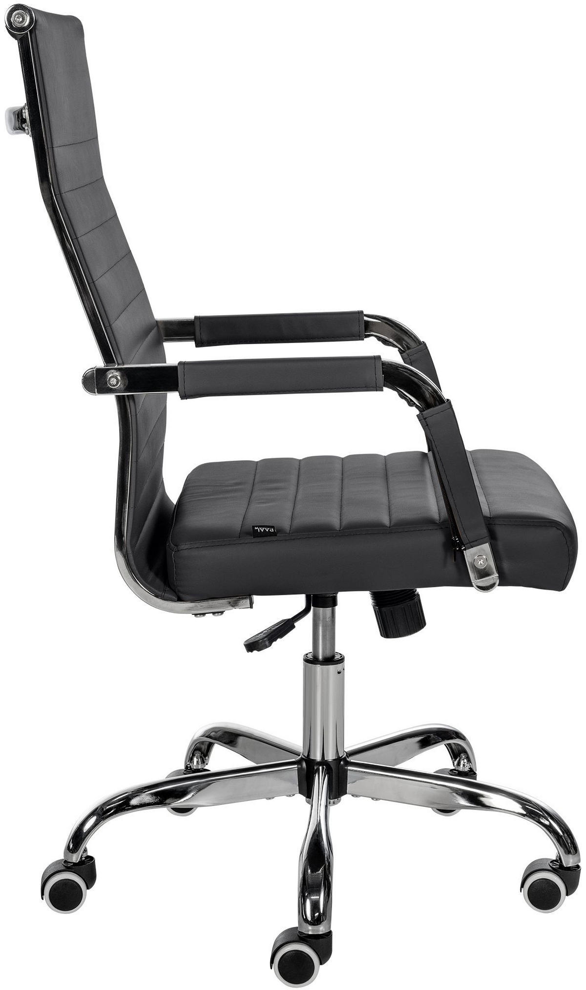 DREHSTUHL Lederlook schwarz - Schwarz, Textil/Metall (51/98/63cm) - CLP