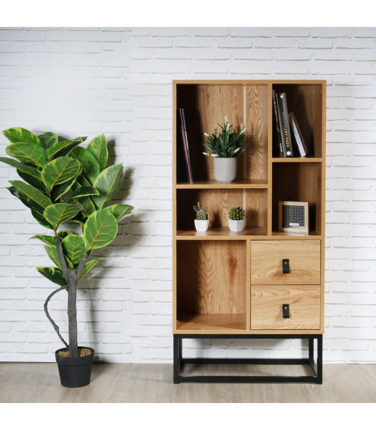 BÜCHERREGAL mit 2 Schubladen 5 Ablagen H120 cm - Apfelbaumfarben, Holzwerkstoff (29/120/66cm) - Calicosy